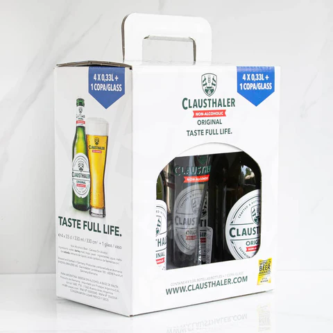 Clausthaler 330Ml 4Pack + Vaso