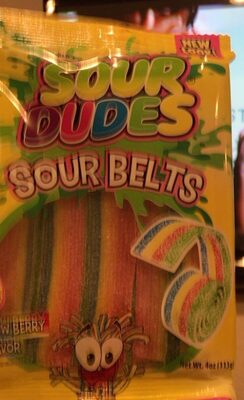 Sour Dudes Sour Belts Rainbow Berry 4Oz