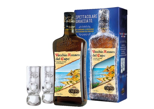 [003370] Estuche Vecchio Amaro Del Capo 1 BOTELLA + 2 Copa