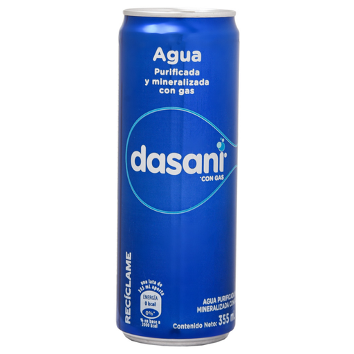 Agua Carbonatada Dasani Lata 355Ml